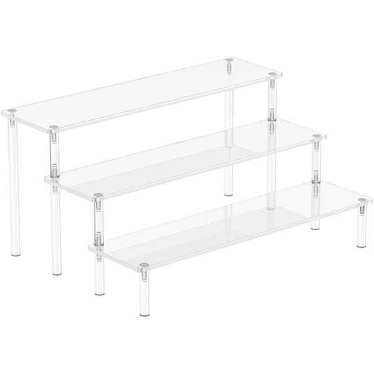 3 Tier Organizer Stand, Clear Cupcake Stand Holder, Large Shelf Risers for Figures, Dessert Shelves for Party, Riser Stand for Decoration and Organizer