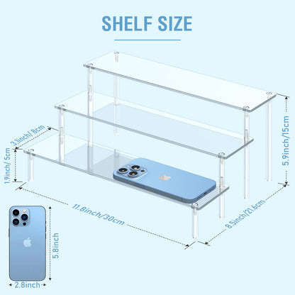 3 Tier Organizer Stand, Clear Cupcake Stand Holder, Large Shelf Risers for Figures, Dessert Shelves for Party, Riser Stand for Decoration and Organizer